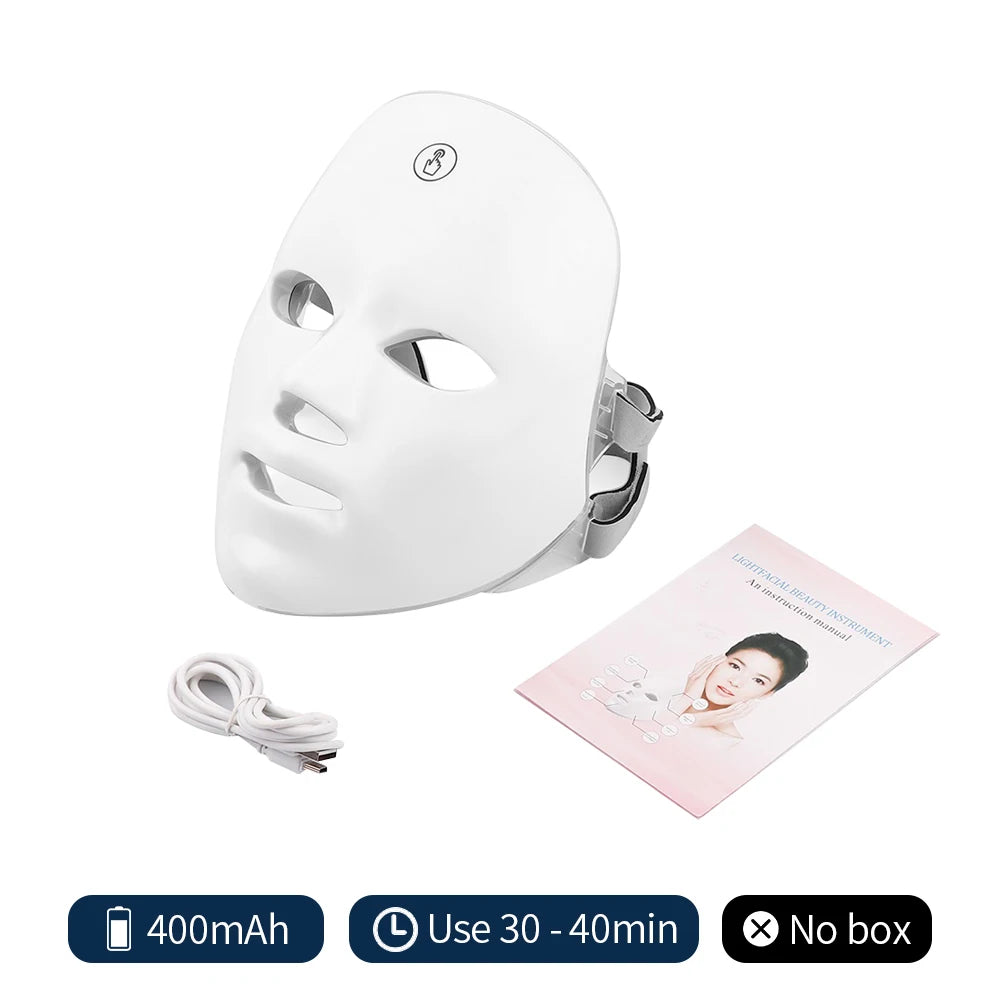 Masque Facial LED Rechargeable 7 Couleurs – Soin Anti-Âge, Éclat & Lifting à Domicile