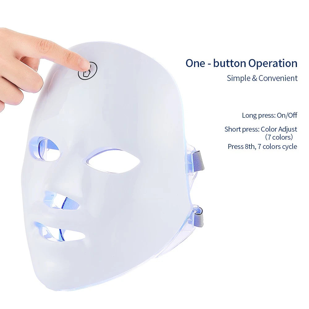 Masque Facial LED Rechargeable 7 Couleurs – Soin Anti-Âge, Éclat & Lifting à Domicile